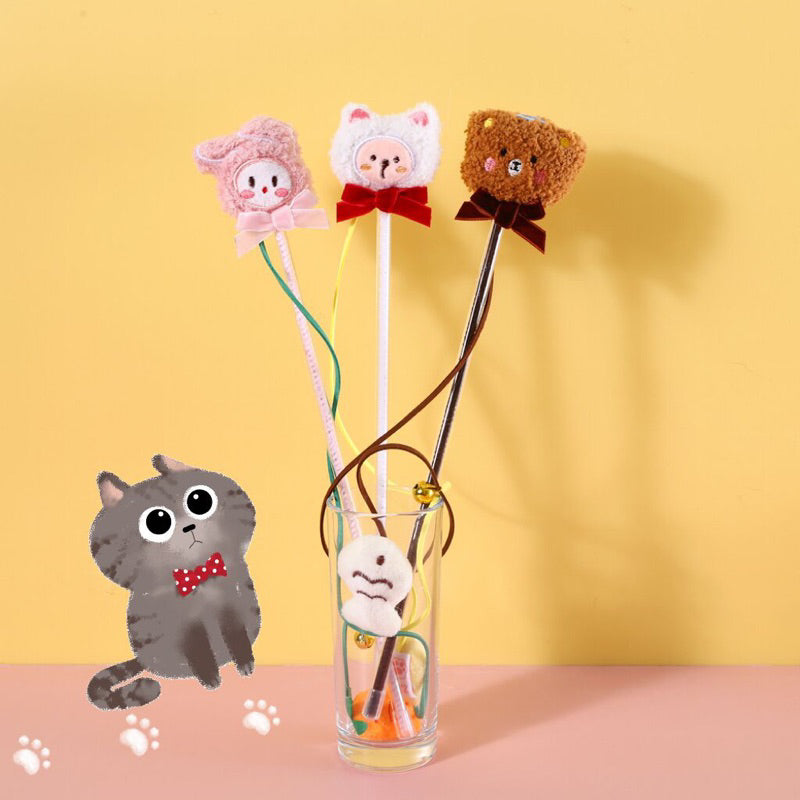 Cat Teaser wand stick interactive toy pet training animal friend series with string bell