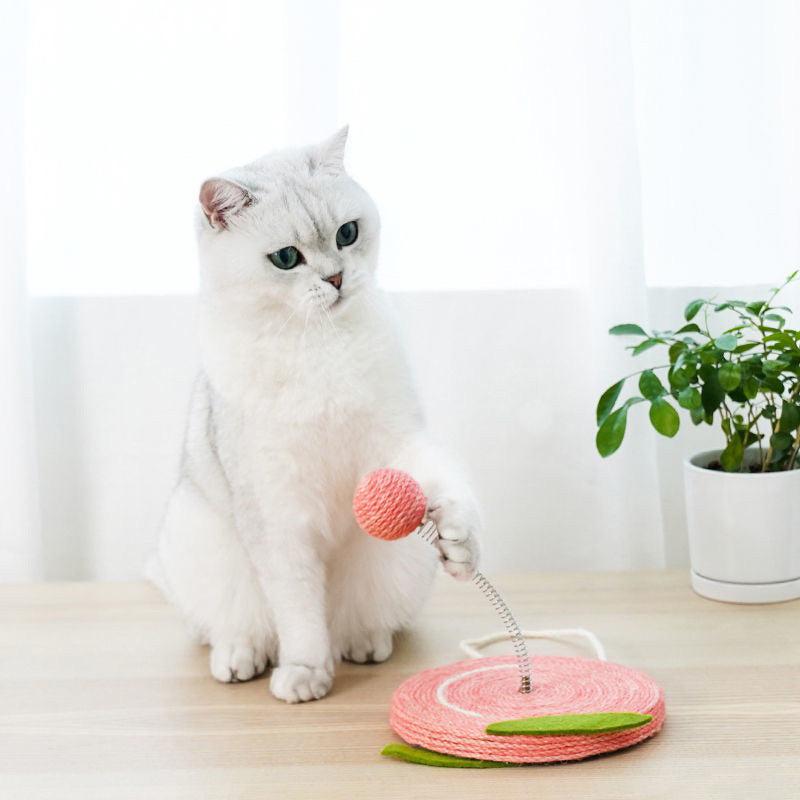 Zeze sisal cat scratcher scratch board pet toy spring teaser ball hanging catnip feather toy