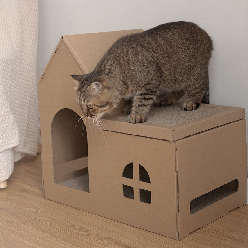 Cat House Villa Scratcher Simple Double Deck Scratch Board
