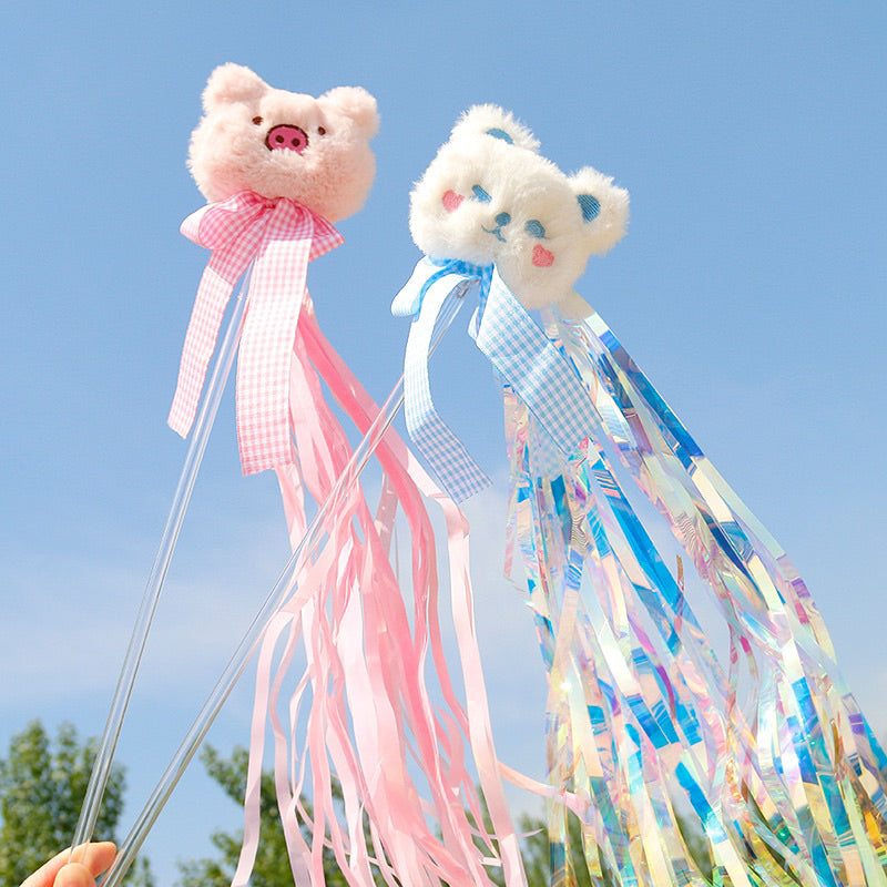 Fluffy Zoo Friend Cat Teaser with Blinking Tassel Pet Toy Chaser Stick