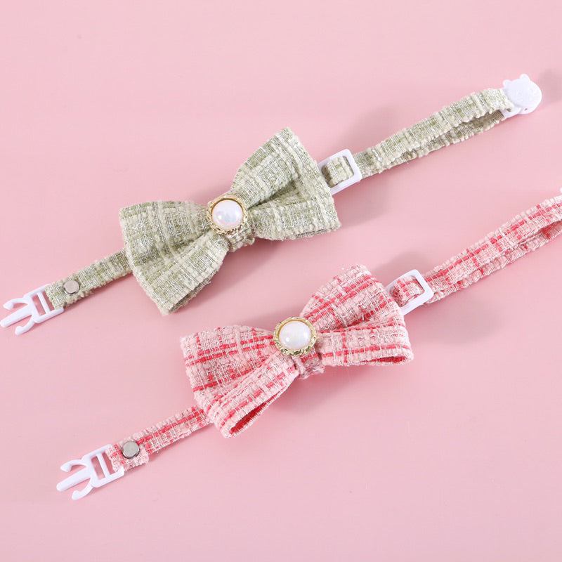 Cat bowtie bow tie grid design dog pet collar necklace accessories