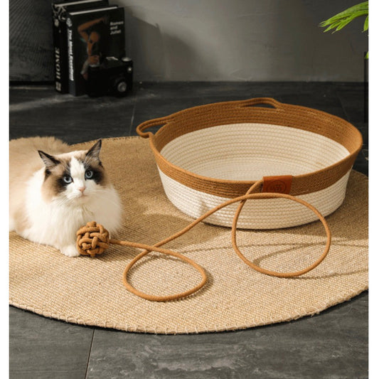 Cat cotton sleeping house with chaser ball cat ear pad knits 🧶
