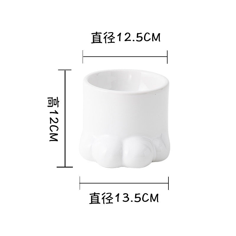 Pet Bowl Cat Dog Feeding Bow Paw High Feeder