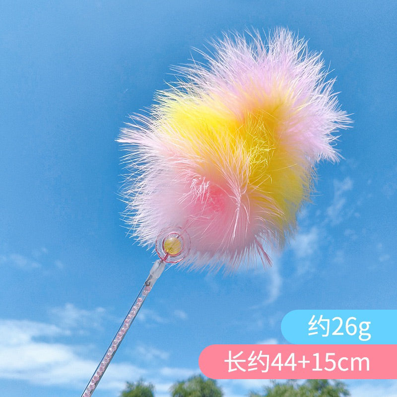 Feather Marshmallow Cat Teaser Pet Toy Wand Stick Chaser