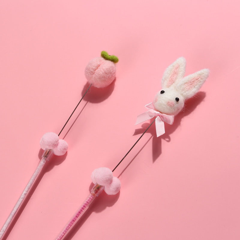 Cat Teaser pet toy Felt interactive toy wand stick with bell 40cm
