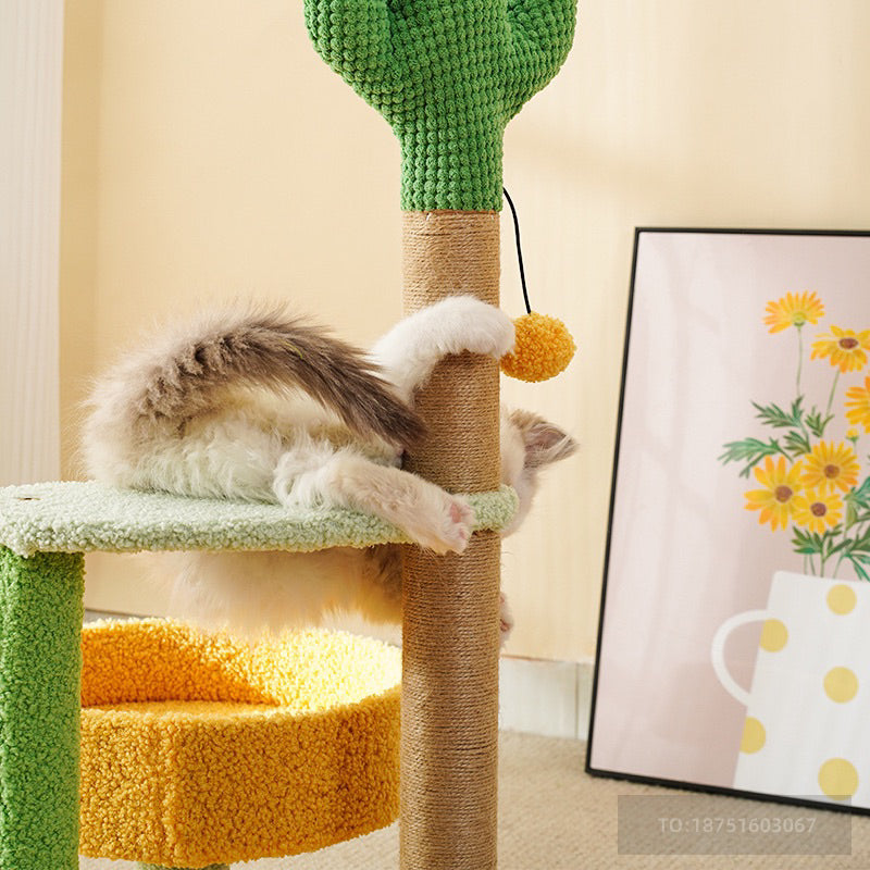MeowFairy upgrade cactus 🌵 cat tree scratch post scratcher pet toy with bed