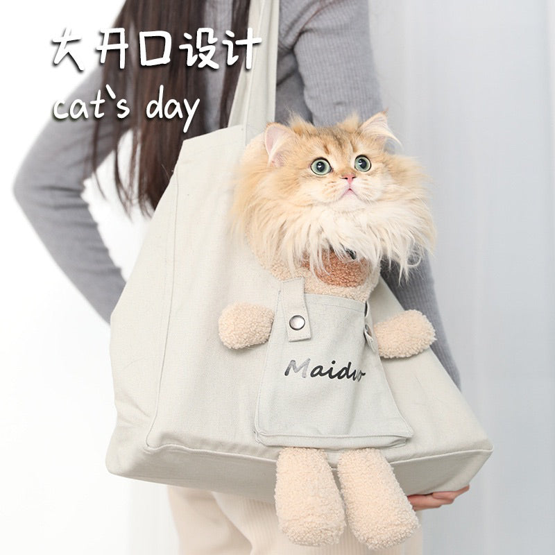 Cat Carrier tote 💼 bag bear teddy pet dog single shoulder travel essentials