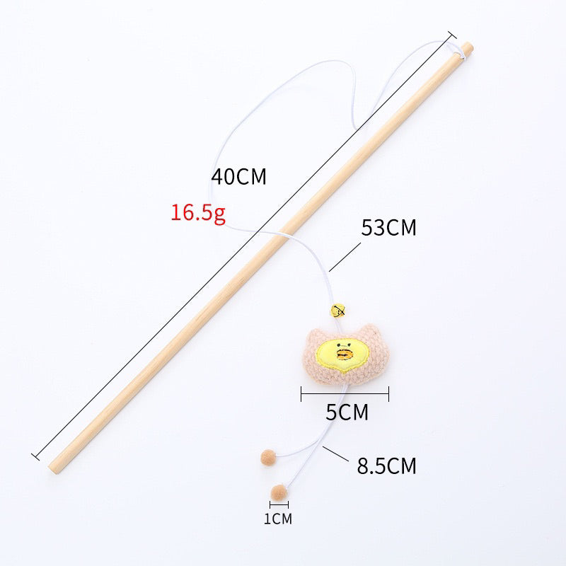 Cat Teaser wooden stick animal friend series wand 40cm stick pet toy string