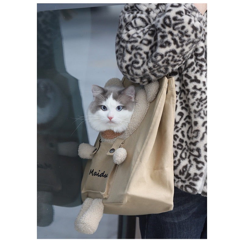 Cat Carrier tote 💼 bag bear teddy pet dog single shoulder travel essentials
