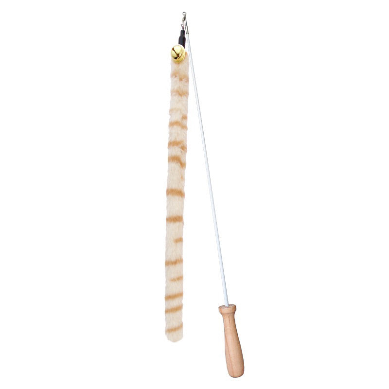 Tiger Tail Cat Teaser Pet Toy Chaser Stick Wand Extension Handle