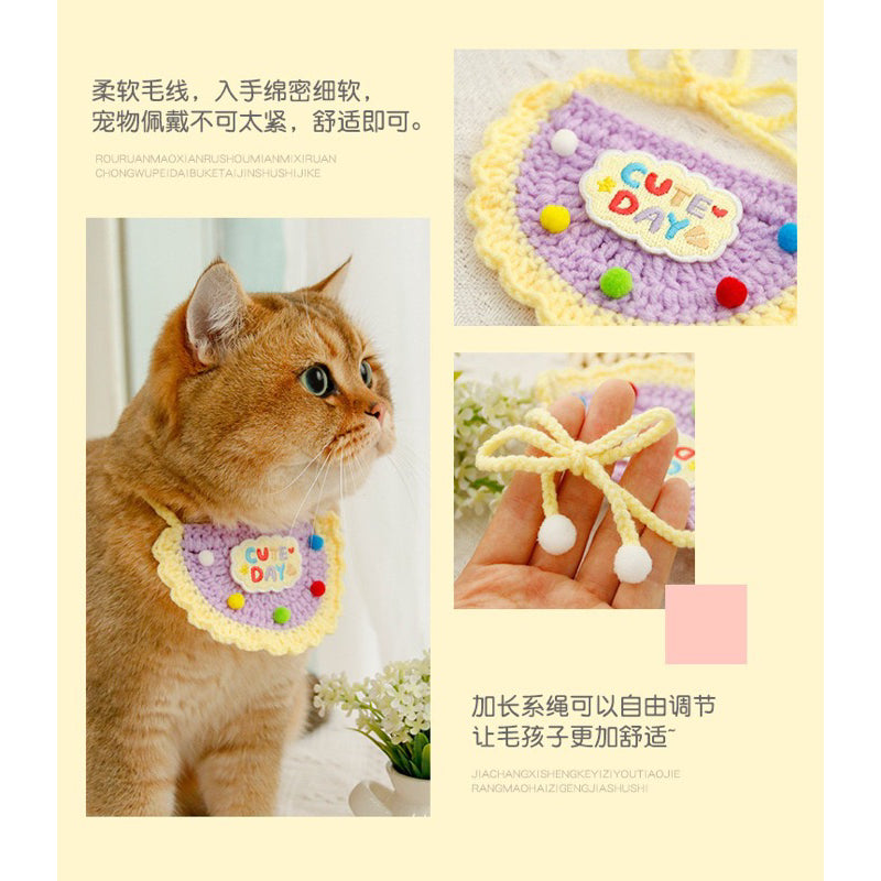 Cat Collar Napkin Cute Days Star Knits Pet Dog Neck Accessories Necklace