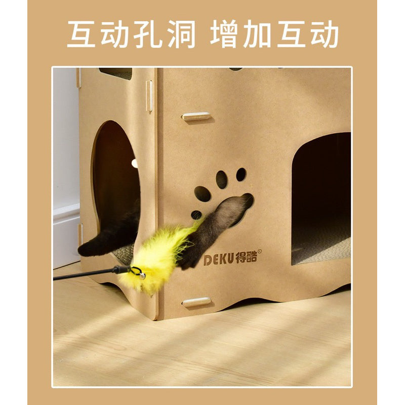 Deku triple deck Cat Villa Scratcher House Scratch Board Pet Toy Bed