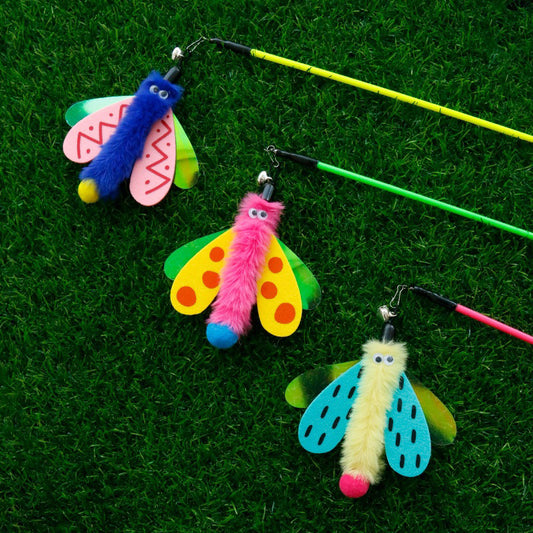 Cat Teaser Insect Series Firefly with bell ABS Pet Toy Wand Stick Chaser