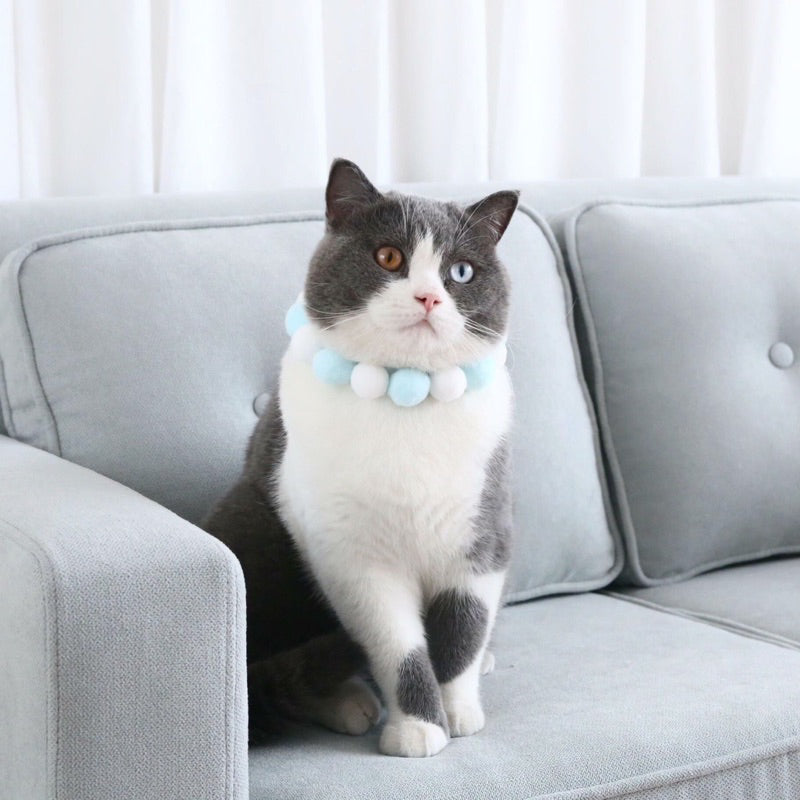Cat Dog Pet necklace hand made fluffy ball neck accessories