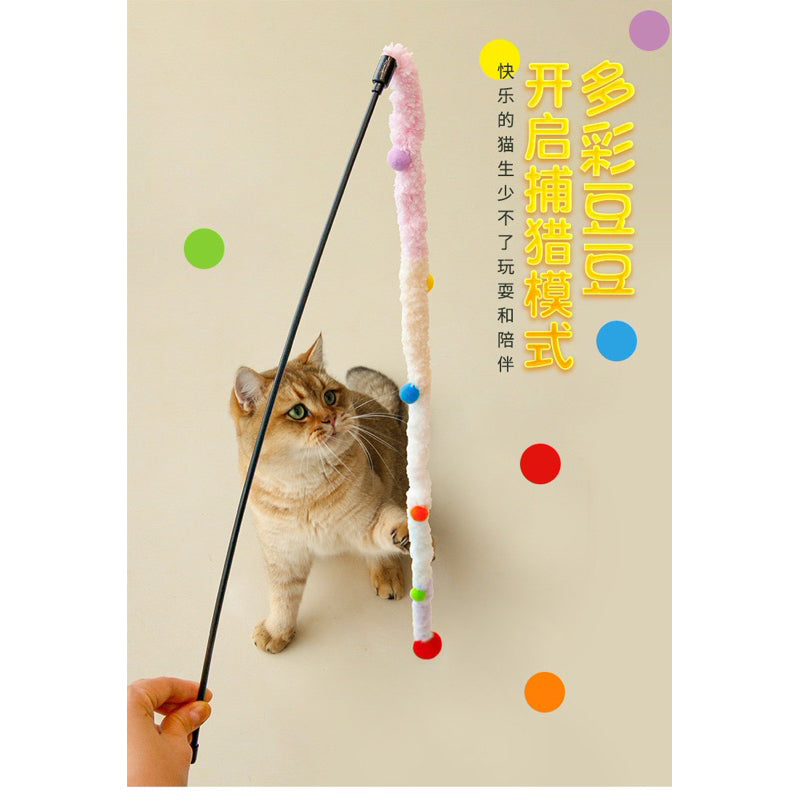 Cat Teaser Fluffy Rope Quiet Pet Toy Stick Chaser Wand Christmas Design