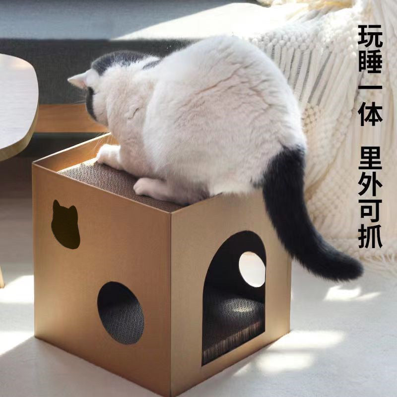 Cat Scratcher Scrach board Cubic simple Box 📦 Pet toy double deck house