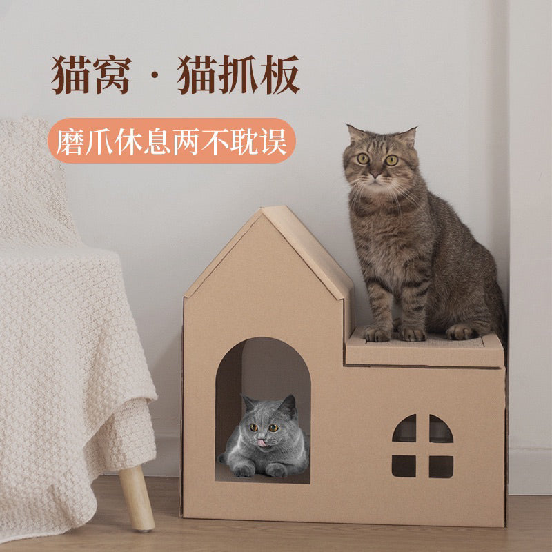 Cat House Villa Scratcher Simple Double Deck Scratch Board