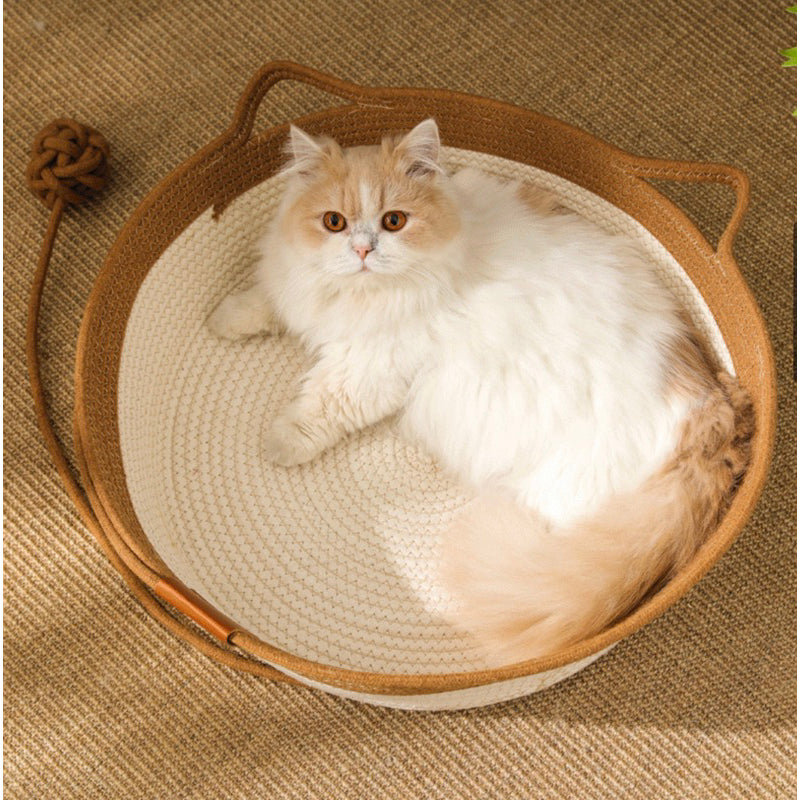 Cat cotton sleeping house with chaser ball cat ear pad knits 🧶