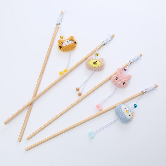 Cat Teaser wooden stick animal friend series wand 40cm stick pet toy string