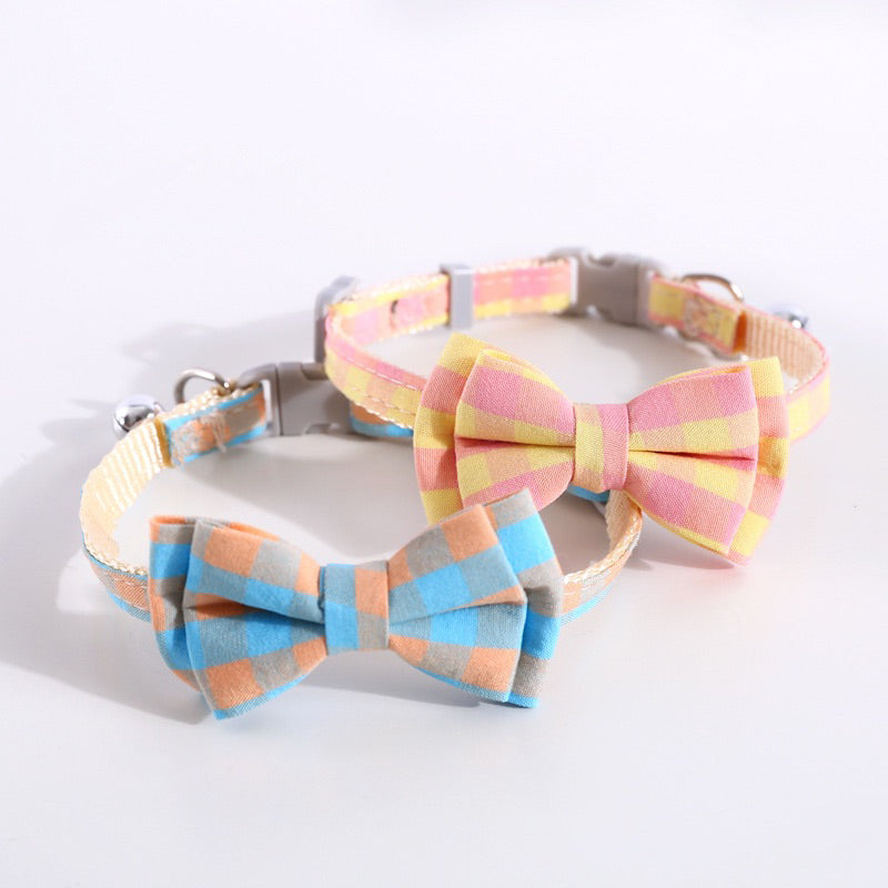 Pet Bow Tie cat dog grid design cravat collar necklace neck accessories