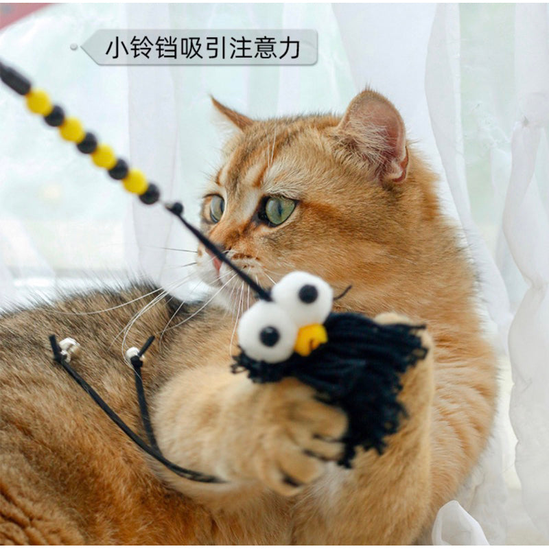 Cat Teaser toy chaser stick wand fluffy wools yarn 🧶 ball bug eye