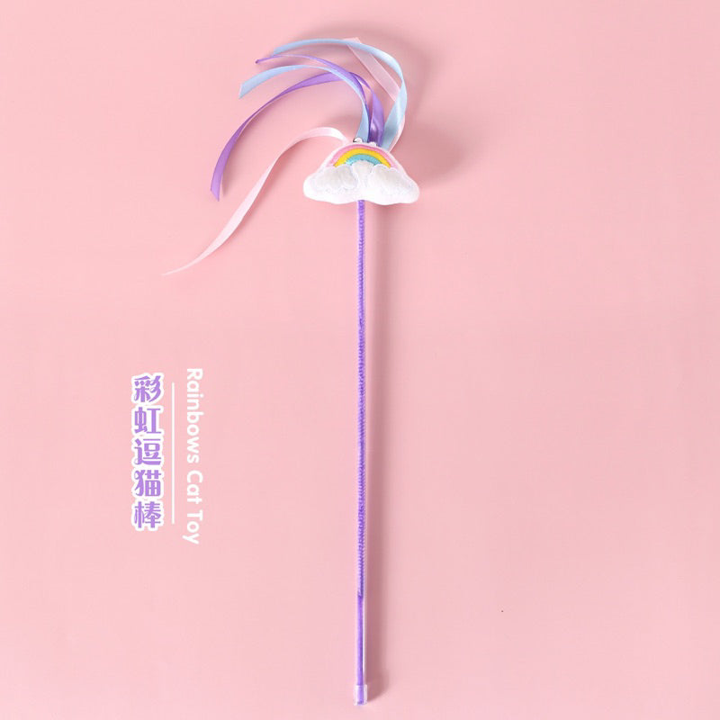 Rainbow and Unicorn Cat teaser Pet toy stick wand