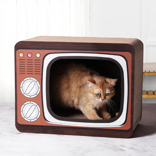 Cat Scrarch Box Board Scratcher Camera Radio House Pet Room