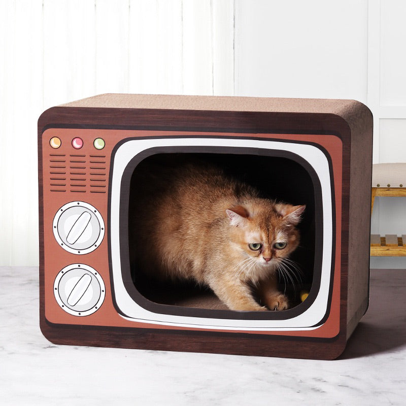 Cat Scrarch Box Board Scratcher Camera Radio House Pet Room