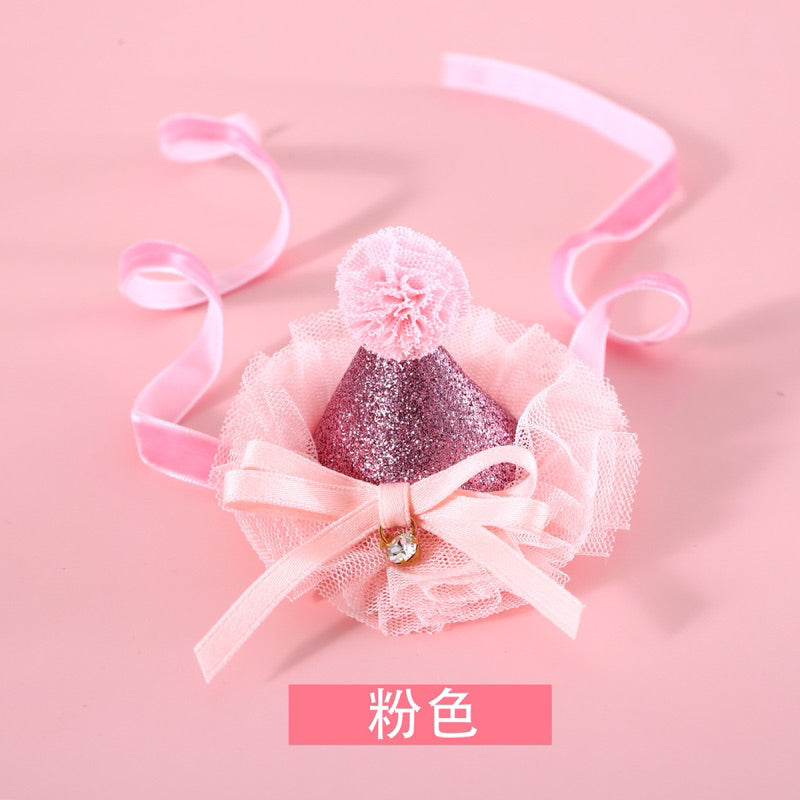 Cat party hat 🥳 pet dog necklace accessories cap