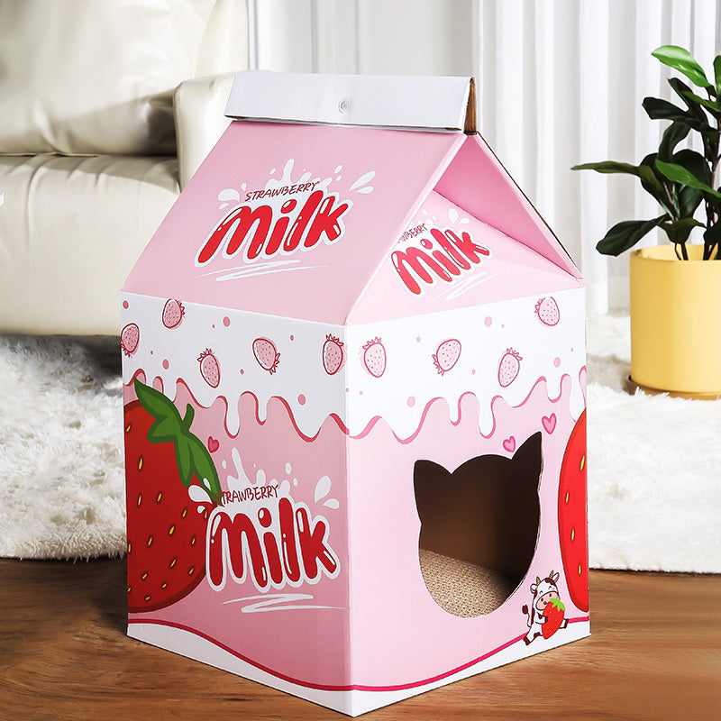 Classic Milk Box Cat Scratcher Pad Scratch Board Pet House Bed