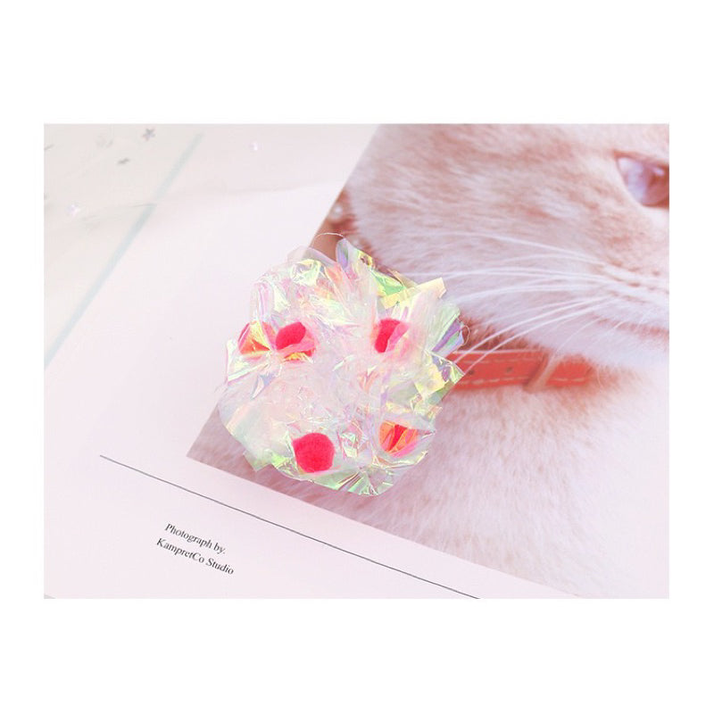 New plastic paper sound ball with gift box set of 3 pet toy cat toy chaser