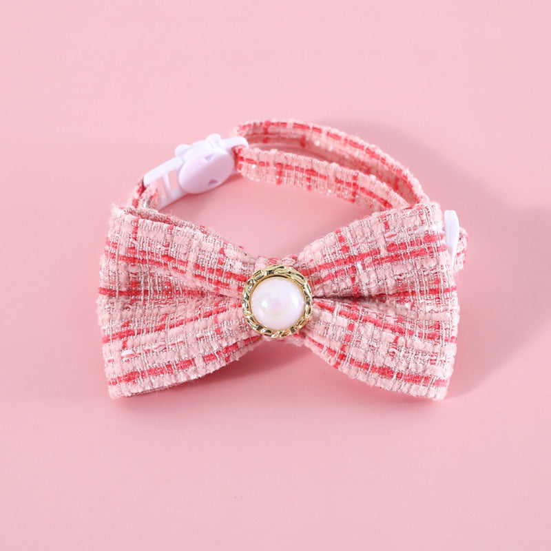 Cat bowtie bow tie grid design dog pet collar necklace accessories