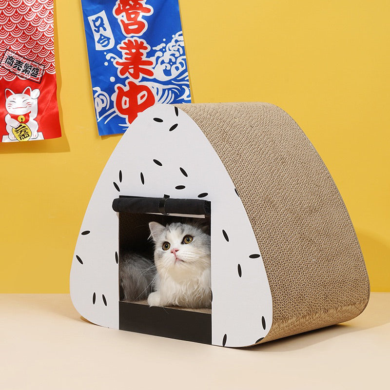 Zeze Rice Ball 🍙 Cat Scratcher Scratch Board House Pet Toy