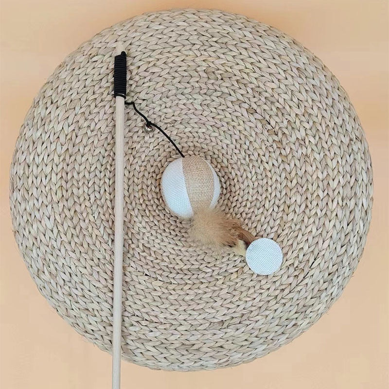 Wooden handle cat teaser with sisal rope toy chaser pet toy