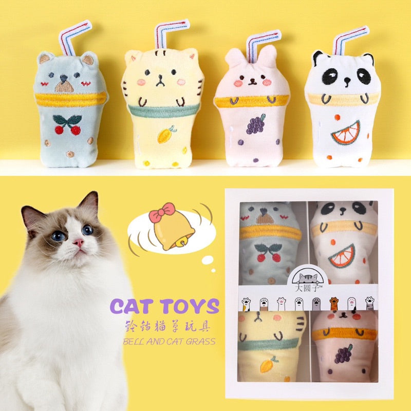 Dayuanzi Bubble Tea Milk Cat Bitting Pet Toy Catnip Catmint Ball Chaser