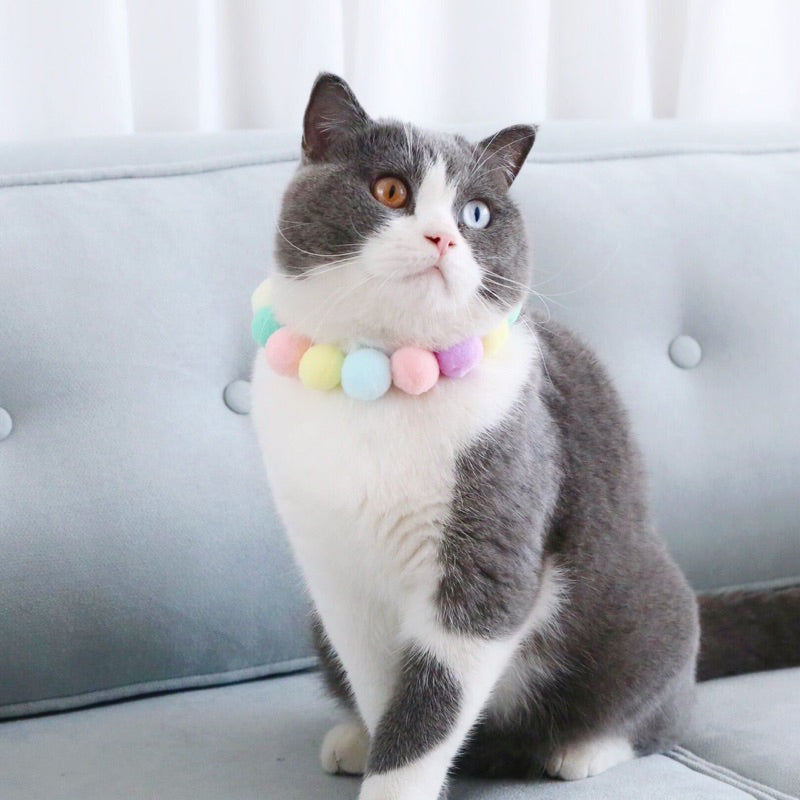 Cat Dog Pet necklace hand made fluffy ball neck accessories