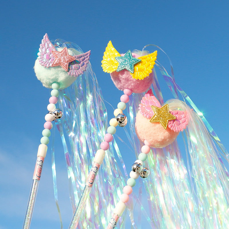 Cat Teaser Angle Star Pet Toy Chaser Wand Stick Tassel Bell with Wing