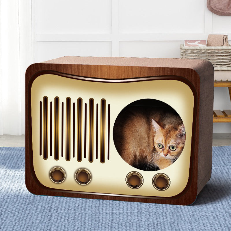 Cat Scrarch Box Board Scratcher Camera Radio House Pet Room