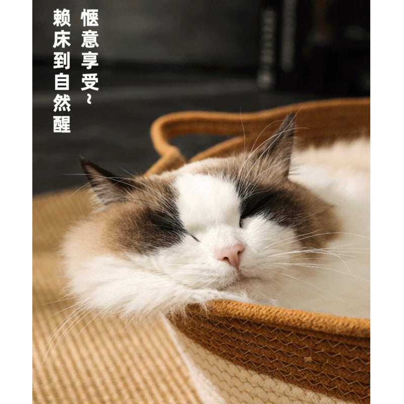 Cat cotton sleeping house with chaser ball cat ear pad knits 🧶