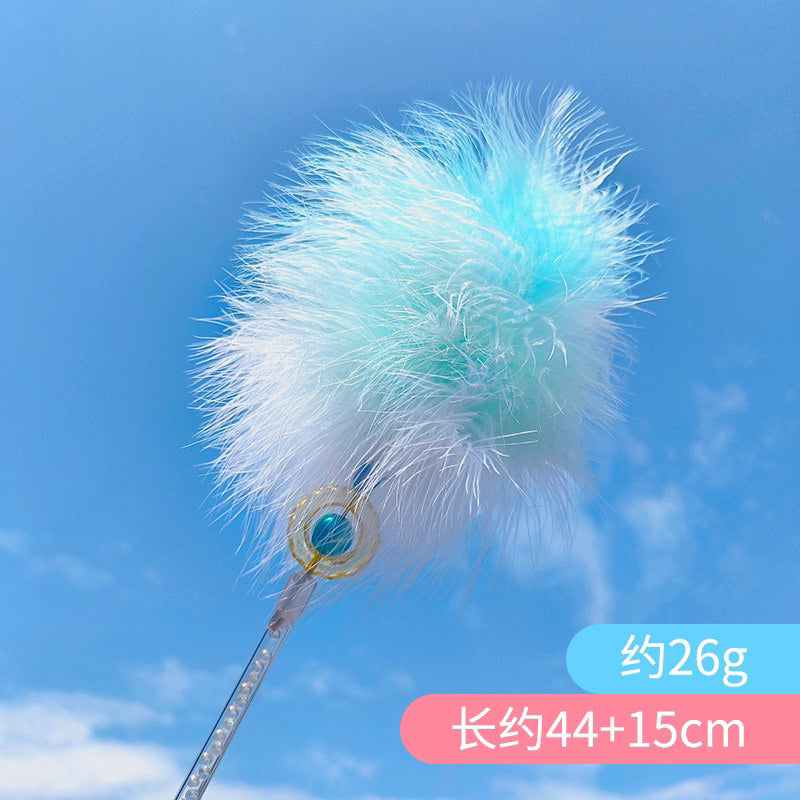 Feather Marshmallow Cat Teaser Pet Toy Wand Stick Chaser
