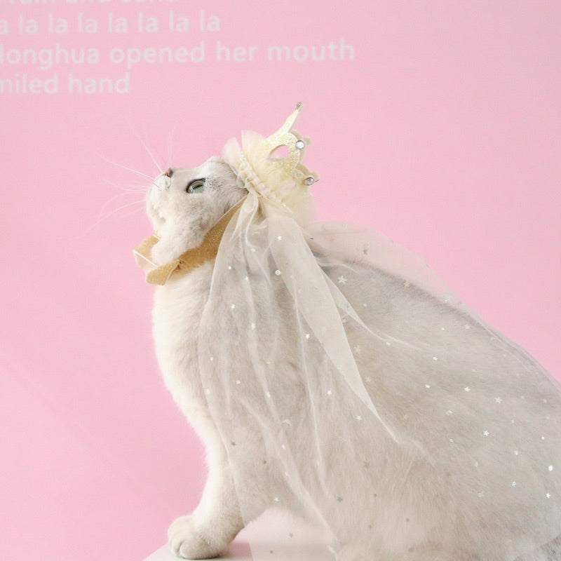Pet Wedding Veil Cat Dog Cosplay Suit Crown