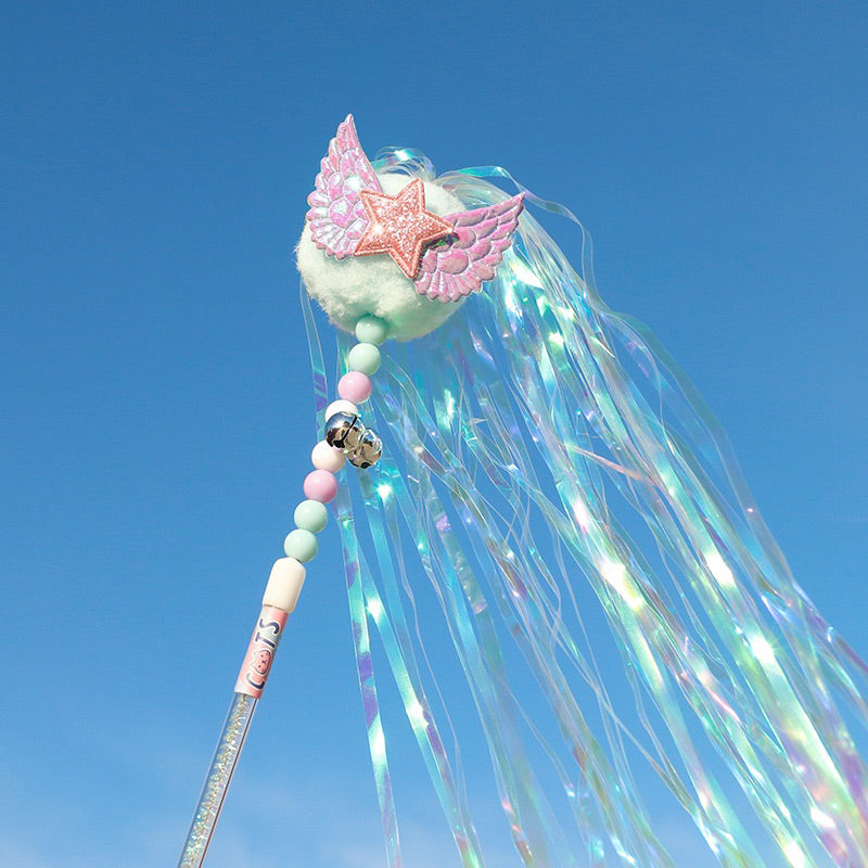 Cat Teaser Angle Star Pet Toy Chaser Wand Stick Tassel Bell with Wing