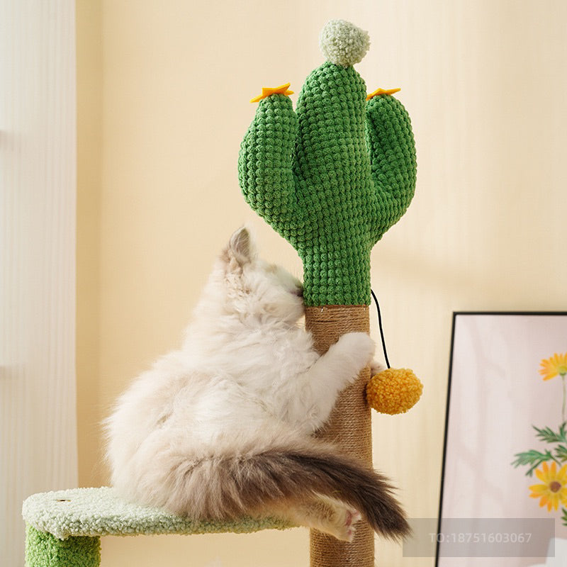 MeowFairy upgrade cactus 🌵 cat tree scratch post scratcher pet toy with bed