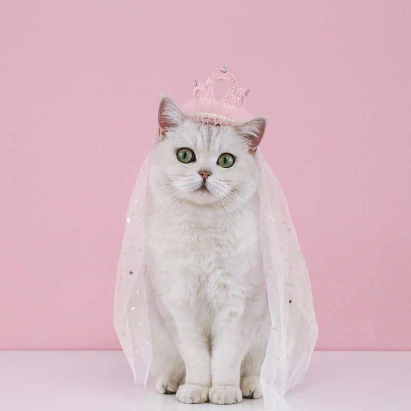 Pet Wedding Veil Cat Dog Cosplay Suit Crown