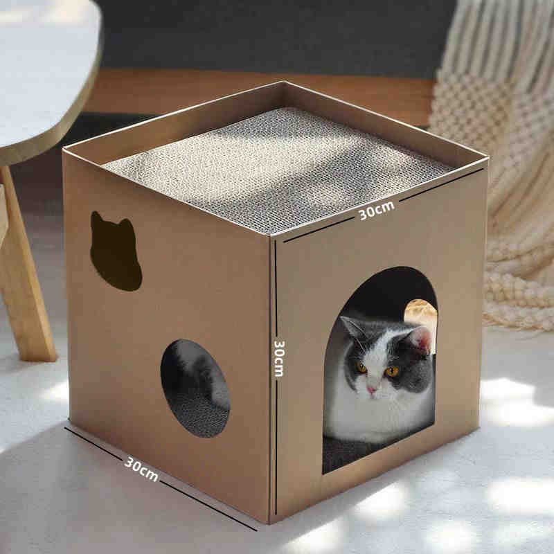 Cat Scratcher Scrach board Cubic simple Box 📦 Pet toy double deck house