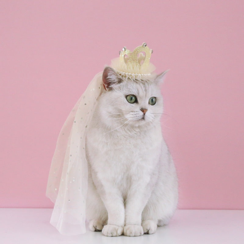 Pet Wedding Veil Cat Dog Cosplay Suit Crown