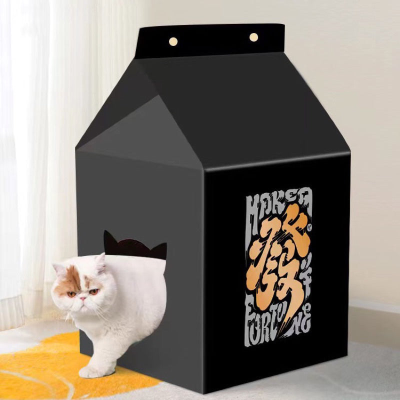 Classic Milk Box Cat Scratcher Pad Scratch Board Pet House Bed