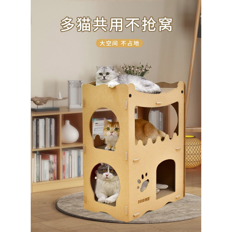Deku triple deck Cat Villa Scratcher House Scratch Board Pet Toy Bed