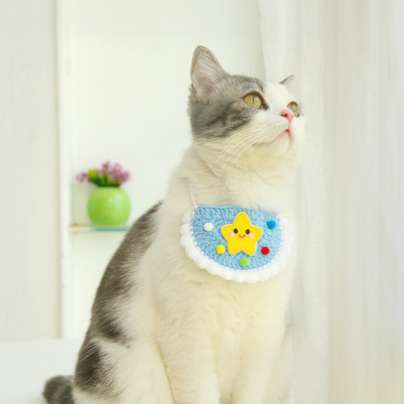 Cat Collar Napkin Cute Days Star Knits Pet Dog Neck Accessories Necklace