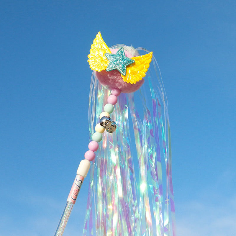 Cat Teaser Angle Star Pet Toy Chaser Wand Stick Tassel Bell with Wing